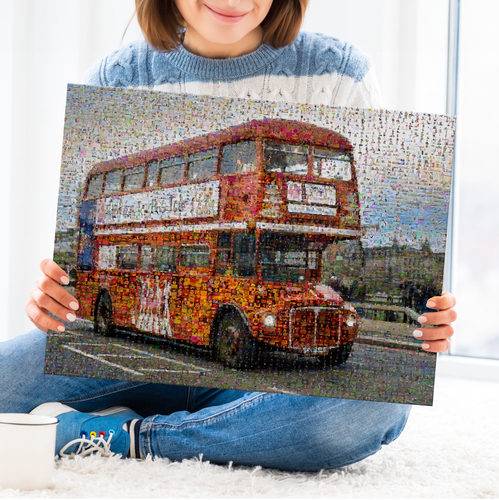 Creëer jouw Londen bus fotomosaïek als uniek cadeau vol herinneringen!