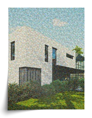 Mosaïekbeeld Huis met Bouwfoto's