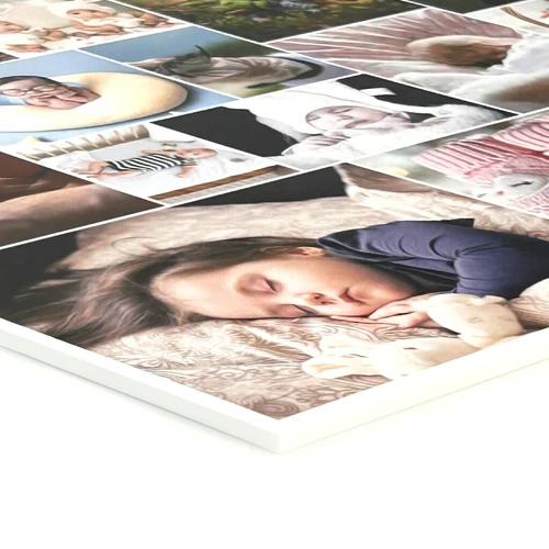 Fotocollage op schuimplaat: Detailweergave