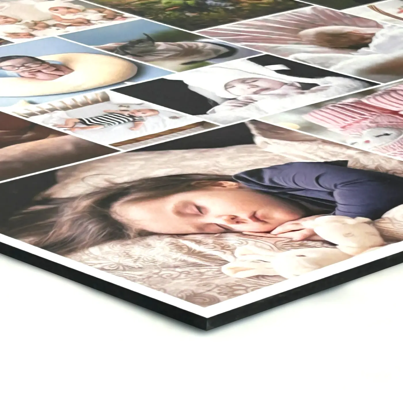 Fotocollage op hardschuimplaat: Detailweergave